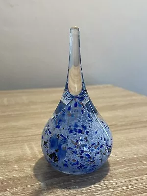Buy Tear Drop Paperweight, Blue Gold Speck Patterned Glass Paperweight / Ring Holder • 3.50£