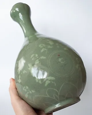 Buy Large Vintage Korean Buncheong Celadon Glazed Vase By Shin Sang Ho (b. 1947) • 220£