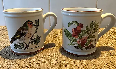 Buy 2 X Vintage 1970's Denby  Stoneware Mugs ~ Chaffinch & Maxwell House Coffee • 11.50£