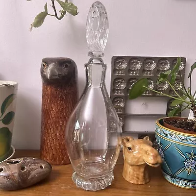 Buy Vintage Tall Hand Blown Crystal Glass Decanter With Twist Stopper 38cm • 14.99£