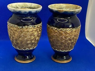 Buy Pair Of Antique Royal Doulton Lambeth Urn Shaped Vases - 6692 -13cm • 55£