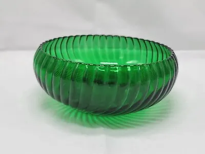 Buy Anchor Hocking Forest Green Bowl Ribbed Swirl Depression Glass 6.25 Inches • 23.57£