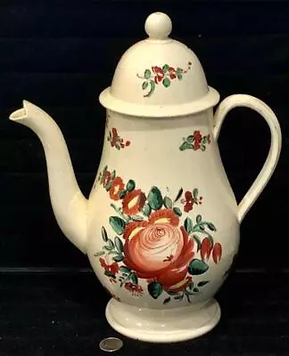 Buy Rare Antique Leeds Creamware Cabbage Rose Decorated Coffeepot, C. 1760 • 141.74£