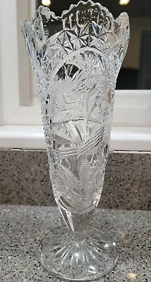 Buy Hofbauer Byrdes Bird Lead Crystal Footed Bouquet Flower Vase 10  Cut Glass Vtg • 34.58£