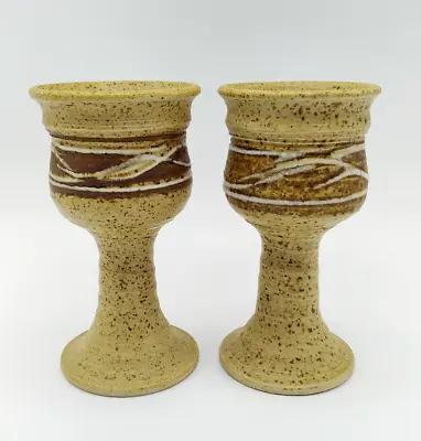 Buy Hand-thrown Stoneware. Art Studio Pottery Wine Goblets Cups. Chalice • 9.99£