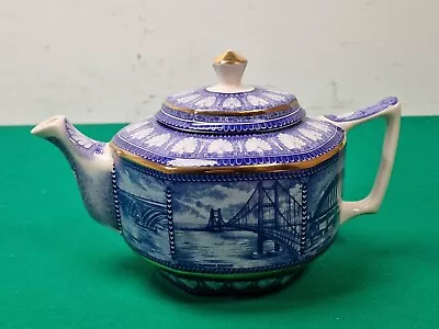 Buy Vintage WADE Ringtons Tea Merchant North East Bridges Blue & White China Teapot • 4.99£