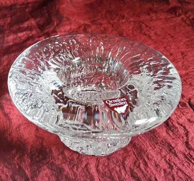 Buy Vintage Clear Glass Label Orrefors Swedish Crystal Round Tealight Candle Holder • 14£