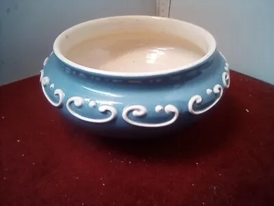 Buy Brannam Devon Pottery Royal Barum Ware Pipe Lined Dish Blue  Glaze • 12£