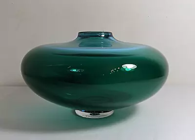 Buy Large JAMES MASKREY British Studio Glass UFO Green Vase 2005 Signed • 190£
