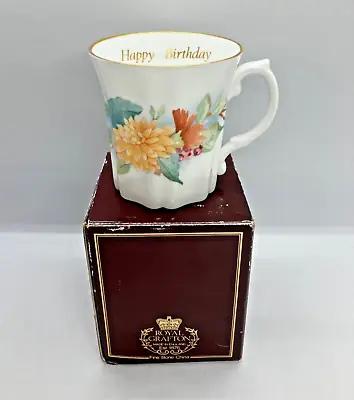 Buy Vintage Royal Grafton Fine Bone China Mug - Happy Birthday Boxed • 9.99£