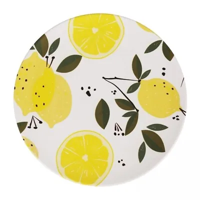 Buy Box Of 6 - 26cm Stoneware Dinner Plates CITRUS Lemon Design White Yellow • 24£