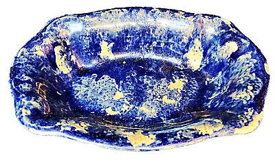 Buy Antique 19th C Blue White Sponged Spatterware Serving Bowl Spongeware Stoneware • 49.96£