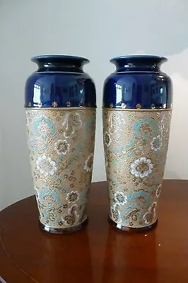 Buy Pair Of Antique Royal Doulton Lambeth Slaters Patent Vase Early 1900's Slater • 87.50£