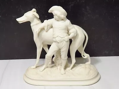 Buy Antique Copeland Greyhound Whippet Dog & Boy Parian Ware 7.25   Signed C.1880's  • 215.84£