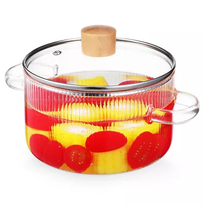 Buy  Cooking Pot Stovetop Glass Cooking Pot Sauce Pot Kitchen Cookware With Lid And • 23.17£