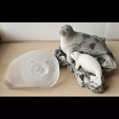 Buy Mats Jonasson Sweden Glass Paperweight Highbank Porcelain Seal Ornament Scotland • 14.99£