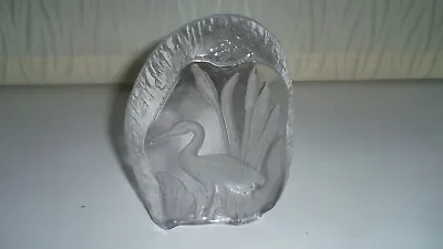 Buy  Lead Crystal Glass Art Glass Stork Heron Crane In Bullrushes probably German • 7.50£