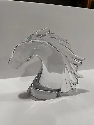 Buy DAUM Art Glass HORSE HEAD Crystal  Tete De Cheval  Sculpture 9”H • 142.25£