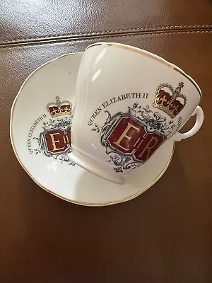 Buy Queen Elizabeth Ll Silver Jubilee Fine Bone China Cup Saucer 1977 Mayfair Royal • 15£