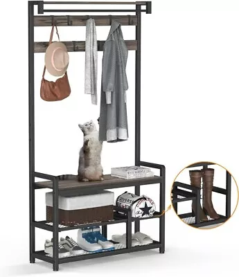 Buy Mr IRONSTONE Coat Rack, Hall Tree With Shoe Bench 3-in-1 Entryway • 54.99£