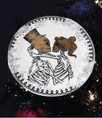 Buy Cobwebs & Cauldrons Halloween Skull Bride & Groom Skeleton Dinner Plates Set 4 • 71.42£