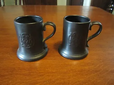 Buy Pair Vintage Prinknash Pottery Tankard / Mug Gun Metal Grey 1620 - 10cm Tall • 9£