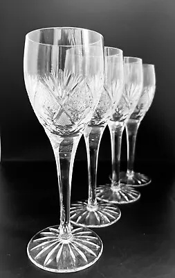 Buy Bohemian Czech Pin Wheel Star Brilliant Cut Lead Crystal Wine Glasses X4 • 25£