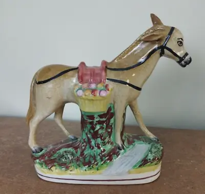Buy Antique Victorian Staffordshire Pottery, Mule Or Donkey Flatback Ornament, 18cm • 44.95£