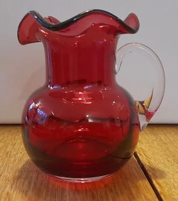 Buy Cranberry Glass Jug With Fluted Rim By Royal Scot EXCELLENT CONDITION • 2.50£