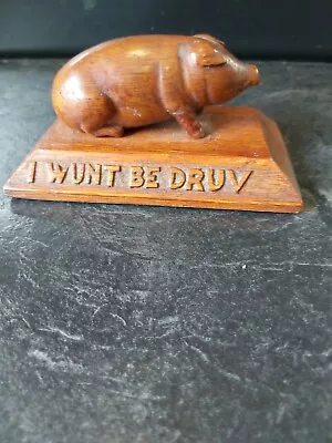 Buy Superb Hand Carved Victorian Sussex Rye Wooden Pig 'I Wunt Be Druv' Rye Pottery • 0.99£