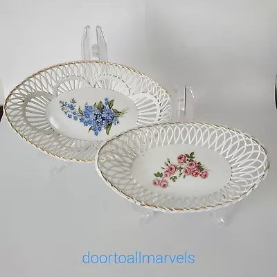 Buy Vintage Porcelain Bowls Trinket Dish Floral Pattern Romanian Handmade (Pick 2) • 14.36£