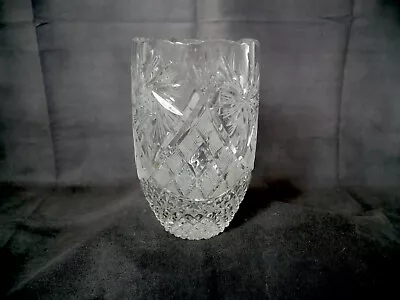 Buy Vase Oval Cut Crystal Flower Vase Star Carvings 20cm Ridge Detail • 25£