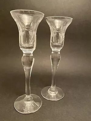 Buy Royal Doulton Crystal Candle Stick Holders Etched Pair  • 18£