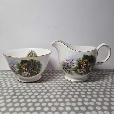 Buy Royal Vale Bone China  Country Cottage  Open Sugar Bowl And Creamer • 9.90£