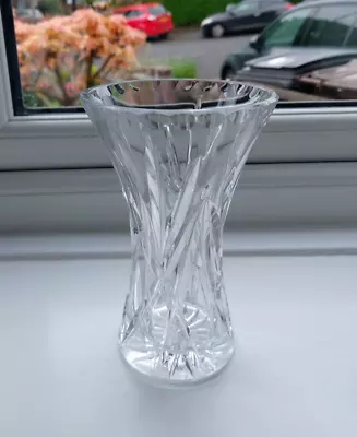 Buy Vintage Lead Crystal Cut Fluted Glass Vase.  15 Cms Tall. Max Diameter 9.5 Cms • 18£