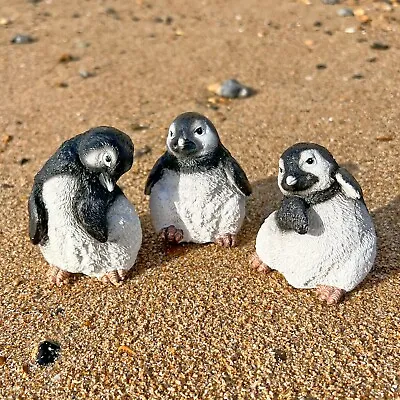 Buy 3 Baby Penguin Bird Garden Ornaments Outdoor Animal Statue Decorations • 12.99£