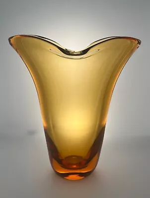 Buy Whitefriars Glass Golden Amber Pat No9468 William Wilson Large Forked Glass Vase • 60£