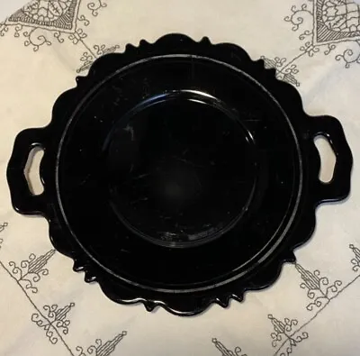 Buy 1930’s LE SMITH Black Amethyst Depression Glass 8 1/2” Serving Plate W/Handles • 9.65£
