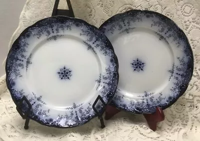 Buy Antique Set Of 2 Flow Blue Dinner Plates Ridgeways Turenne England Edwardian • 43.42£