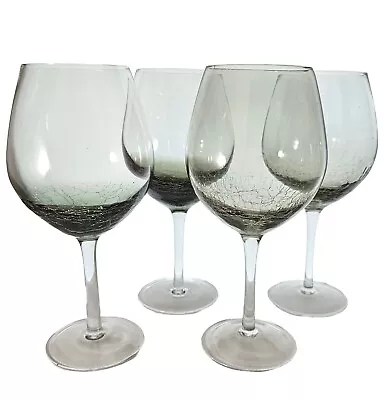 Buy Pier 1 Smoke Crackle Balloon Red Wine Glass 9  Discontinued Grey 18oz Set Of 4 • 66.36£
