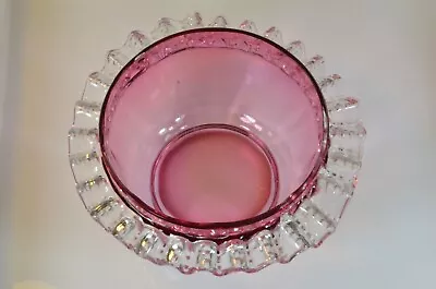 Buy Red Cranberry Glass Crinkle Rim Bowl C1900 6 Inch Rich Colour • 35£