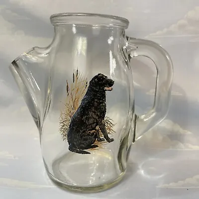 Buy Dog Black Labrador Glass Jar Pitcher Unusual Shape Vintage 5.75  • 11.49£