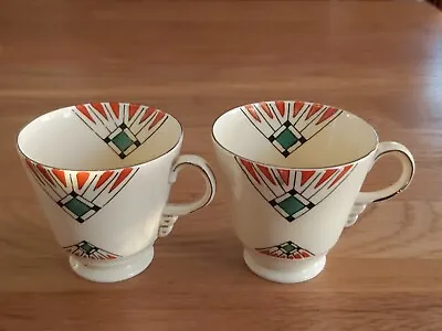 Buy 2 Vintage Art Deco Fortuna Totnes Bone China Coffee Cups By Newhall 1920s • 30£