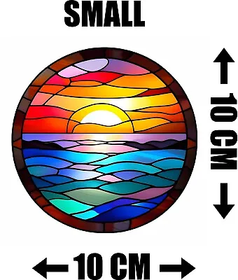 Buy Sunset Sea Stained Glass Effect Static Cling Window Sticker Colourful Gift • 3.49£