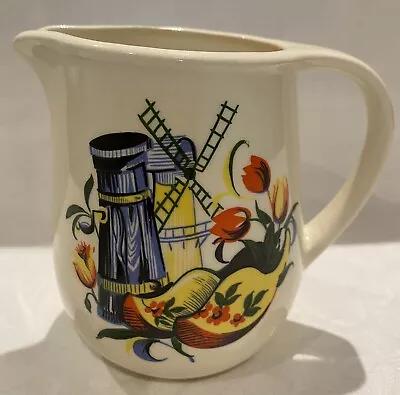 Buy Vintage Romanian Jug With Clogs, Tulips & Windmill Pattern 12cm Tall • 6£