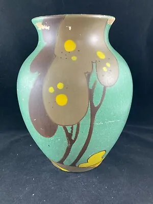 Buy Green Art Deco Vase In The Manner Of Clarice Cliff Mystery Vase Hand Painted • 45£