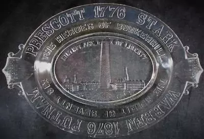 Buy Antique 1876 EAPG Commemorative Glass Platter Bowl Heroes Of Bunker Hill LIBERTY • 26.26£