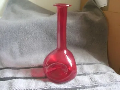 Buy Scandinavian Art Glass Elme / Ryd / Gullaskruf Red Dimpled Vase 22.5cm High • 18£