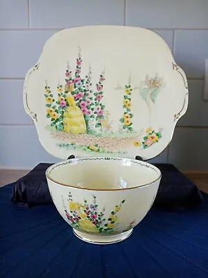Buy Vintage Crown Staffordshire A Lady In Yellow Dress Sugar Bowl&Serving Plate Set • 15.95£
