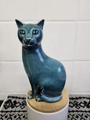 Buy Vintage Poole Pottery Blue Glaze Ceramic Cat Figurine Ornament  • 24.99£
